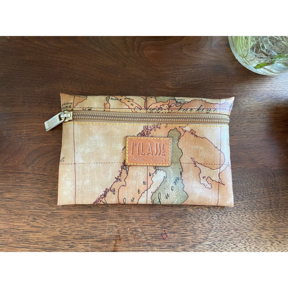 Alviero Martini 1A Classe Geo Print Coated Canvas Travel Pouch Italy